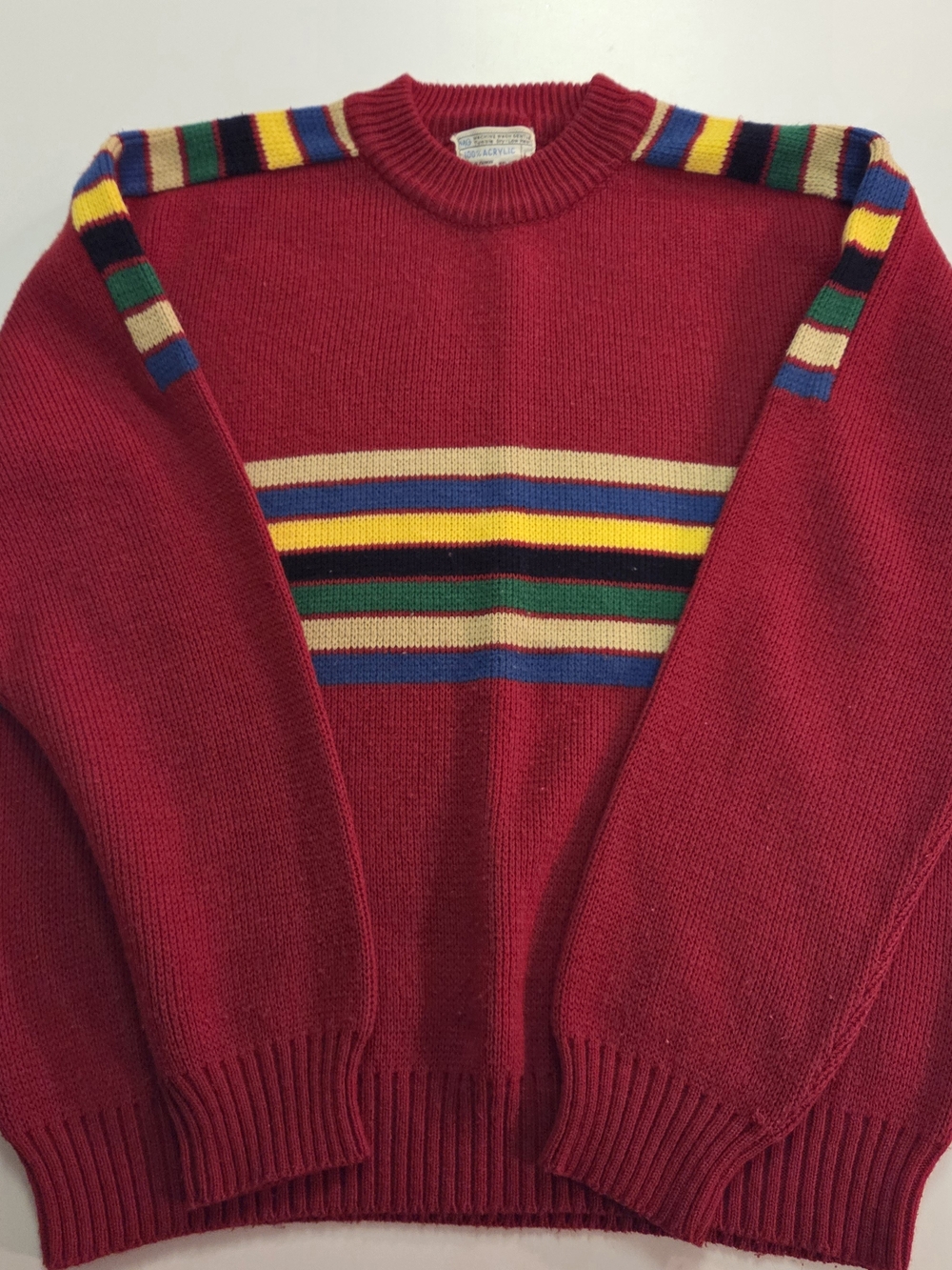 Red Striped Crewneck Sweater - Unbranded